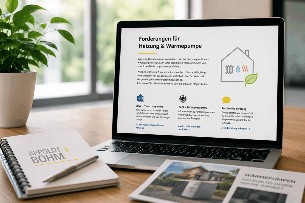 Informationen zu Förderungen für Heizung und Wärmepumpe